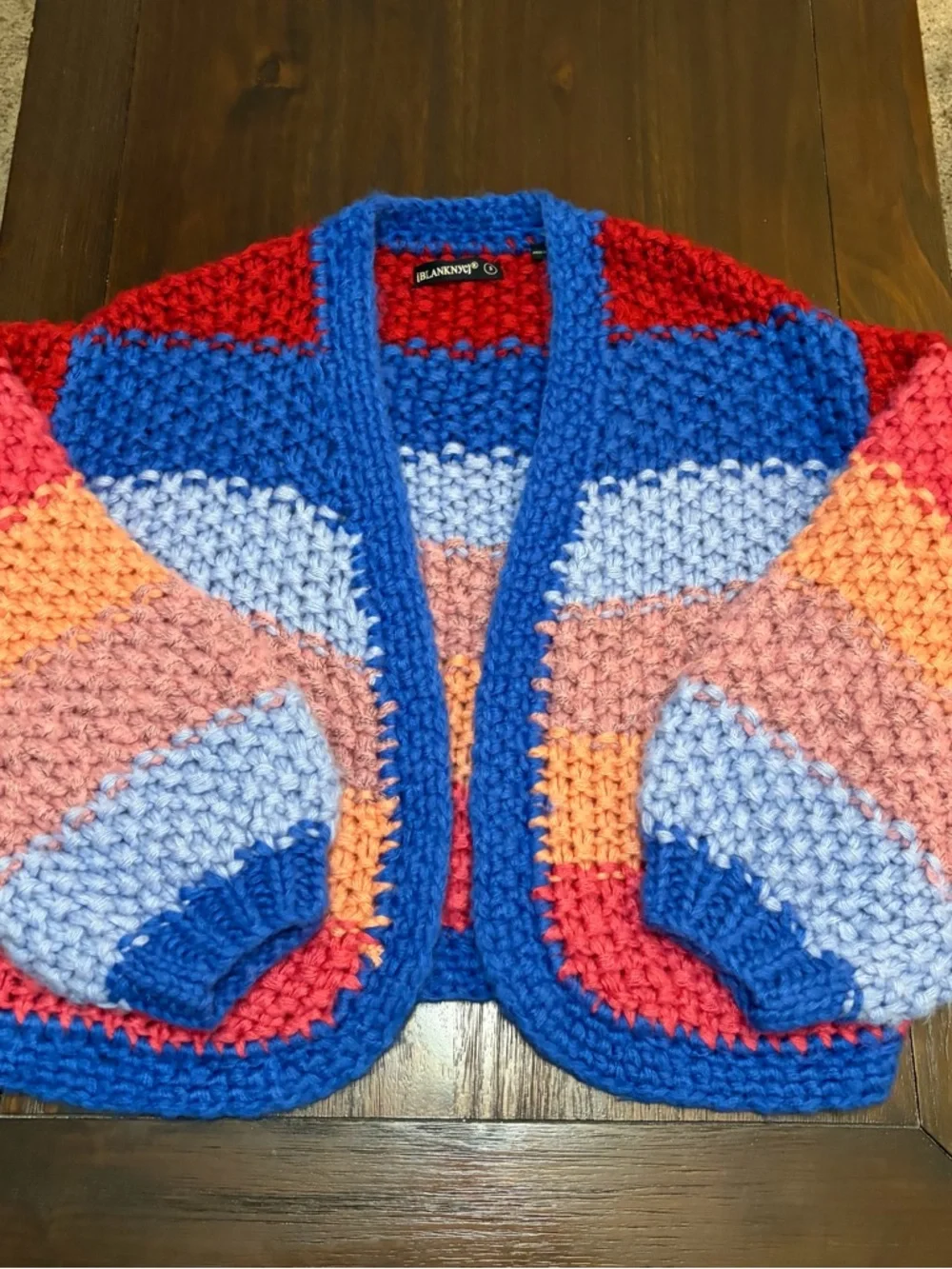 Blank NYC Catch The Rainbow Cardigan Multi Color Chunky Knit Sweater - Picture 4 of 14